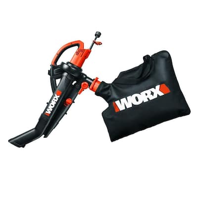 Worx WG505 Electric Leaf Blower/Mulcher/Vacuum with Metal Impeller & Bag