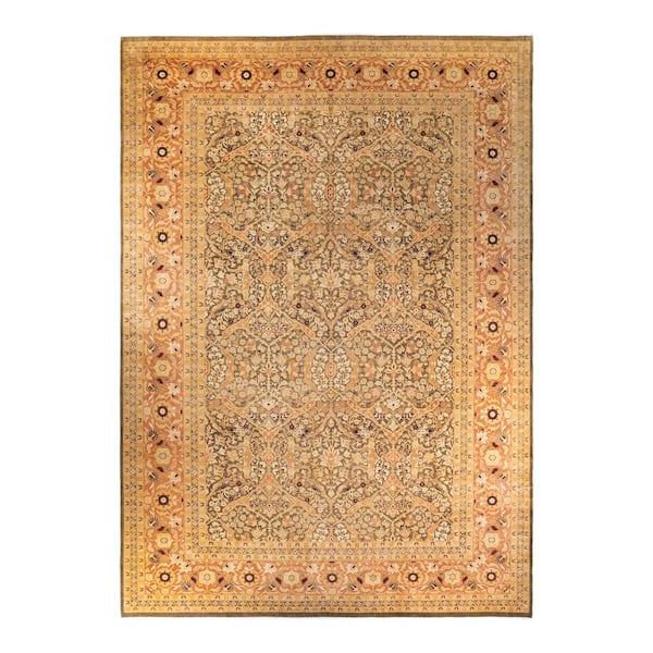 Eclectic Green 12 ft. x 18 ft. Floral Wool Indoor Area Rug