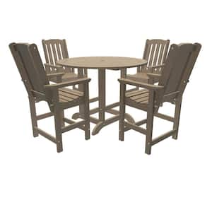 Springville Woodland Brown Counter Height Plastic Outdoor Dining Set in Woodland Brown Set of 4
