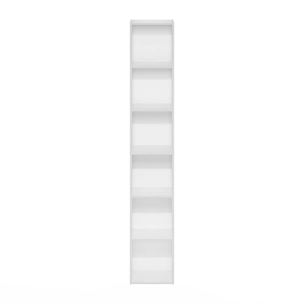 Tall White Laminated Wood 6-Shelf Bookcase