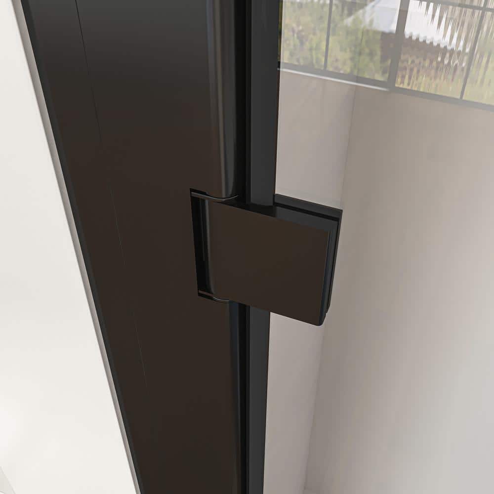 Matte Black Frameless Pivot Shower Door with Clear Glass