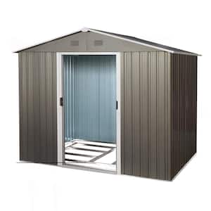 6 ft. x 8 ft. Outdoor Metal Storage Shed with Floor Base, Gray (48 sq. ft.)