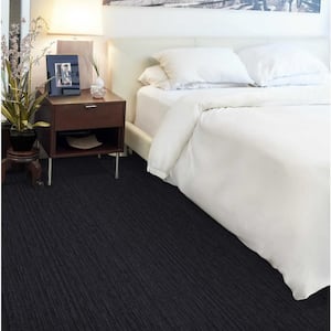 Supreme - Midnight - Black 13.9 ft. 71 oz. Wool Texture Installed Carpet