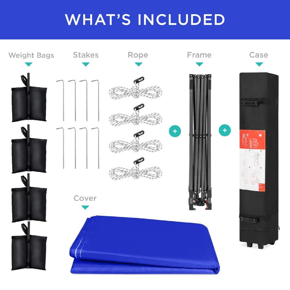 Resort Blue 8x8ft Adjustable Pop-Up Canopy with Wheeled Case