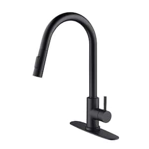 Single-Handle Pull Down Sprayer Kitchen Faucet with Touch Function, Rotating Sprayer and Nozzle in Matte Black