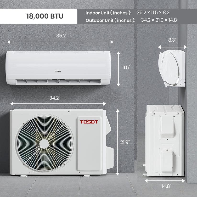 Tosot TOSOT 18,000 BTU Wi-Fi Connected Mini-Split Air Conditioner with Heater, Compatible with Alexa