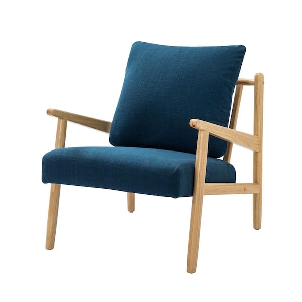 JAYDEN CREATION Isse Navy Armchair with Solid Wood Legs