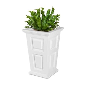 Wyndham 15.5 in. L x 15.5 in. W x 24 in. H White Outdoor Polyethylene Decorative Pot Planter