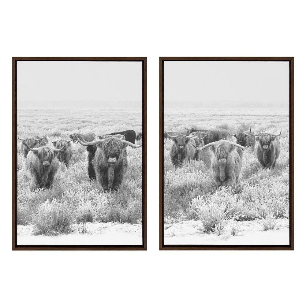 Sylvie Herd of Highland Cows by The Creative Bunch Studio 2-Piece Framed Art Print 33 in. x 23 in. price history on PriceWatchPro