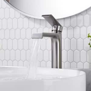 Single Handle Single Hole Bathroom Faucet with Supply Lines and Spot Resistant in Brushed Nickel