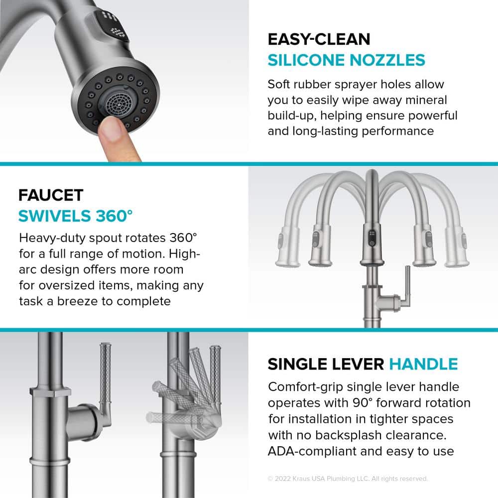 Spot-Free Stainless Steel Pull-Down Single Handle Kitchen Faucet