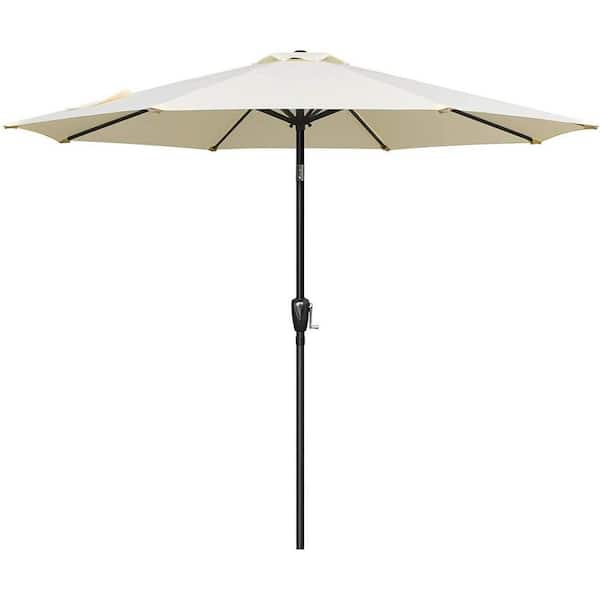 Unbranded Market Umbrella, 9 ft. Stainless Steel Market Patio Umbrella in Beige