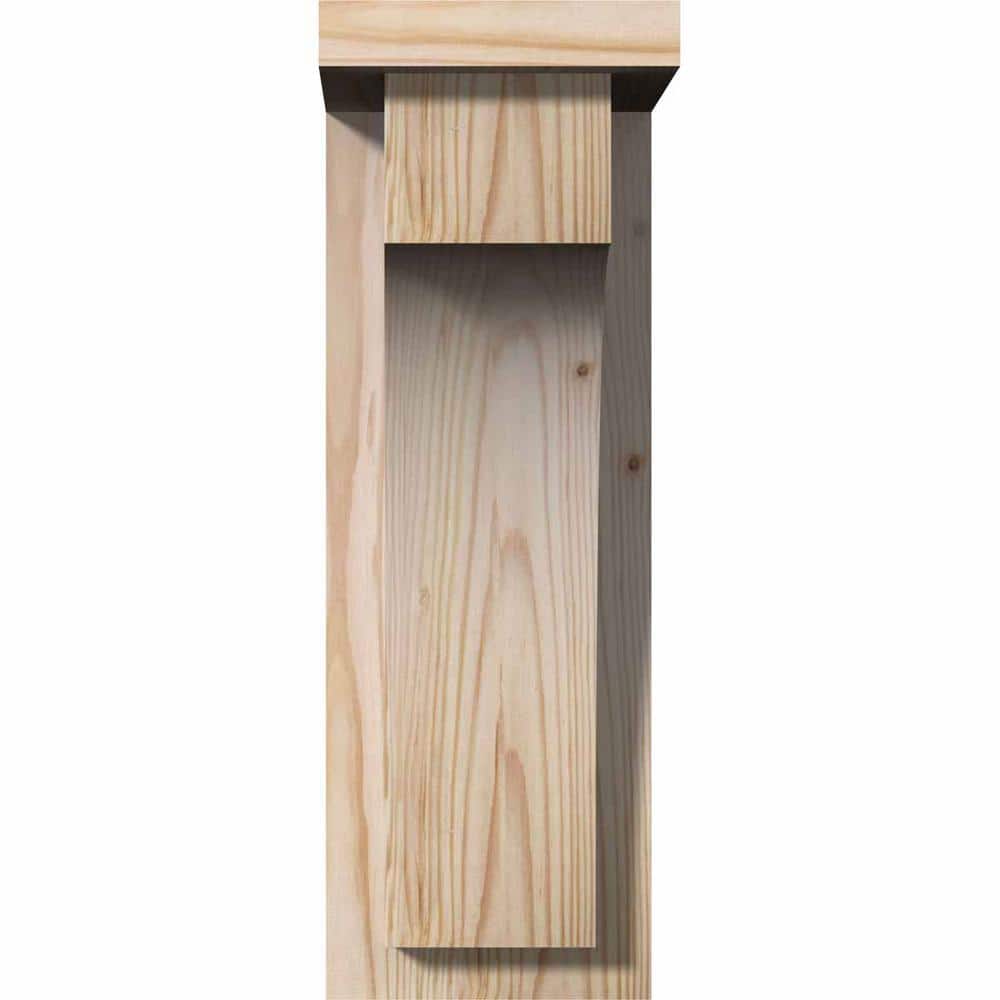 Douglas Fir Smooth Rustic Corbel with Backplate, 16" Height