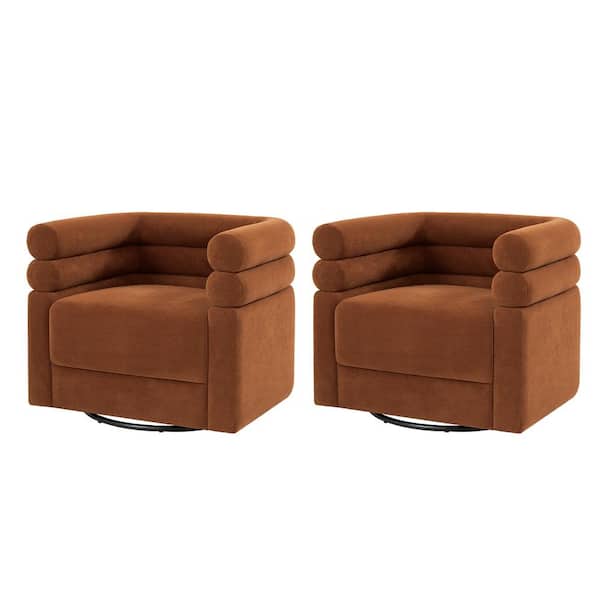 JAYDEN CREATION Regina Rust Modern Swivel Arm Chair with 2-Pillow