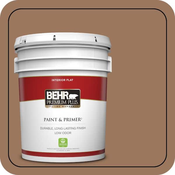 BEHR PREMIUM PLUS 5 gal. #S220-6 Baked Sienna Flat Low Odor Interior Paint & Primer