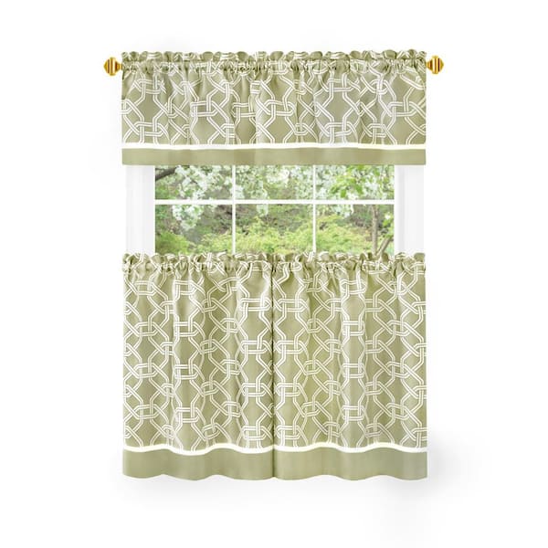 Arlington Curtain Tier and Valance Set - 58x24/58x13 - Green