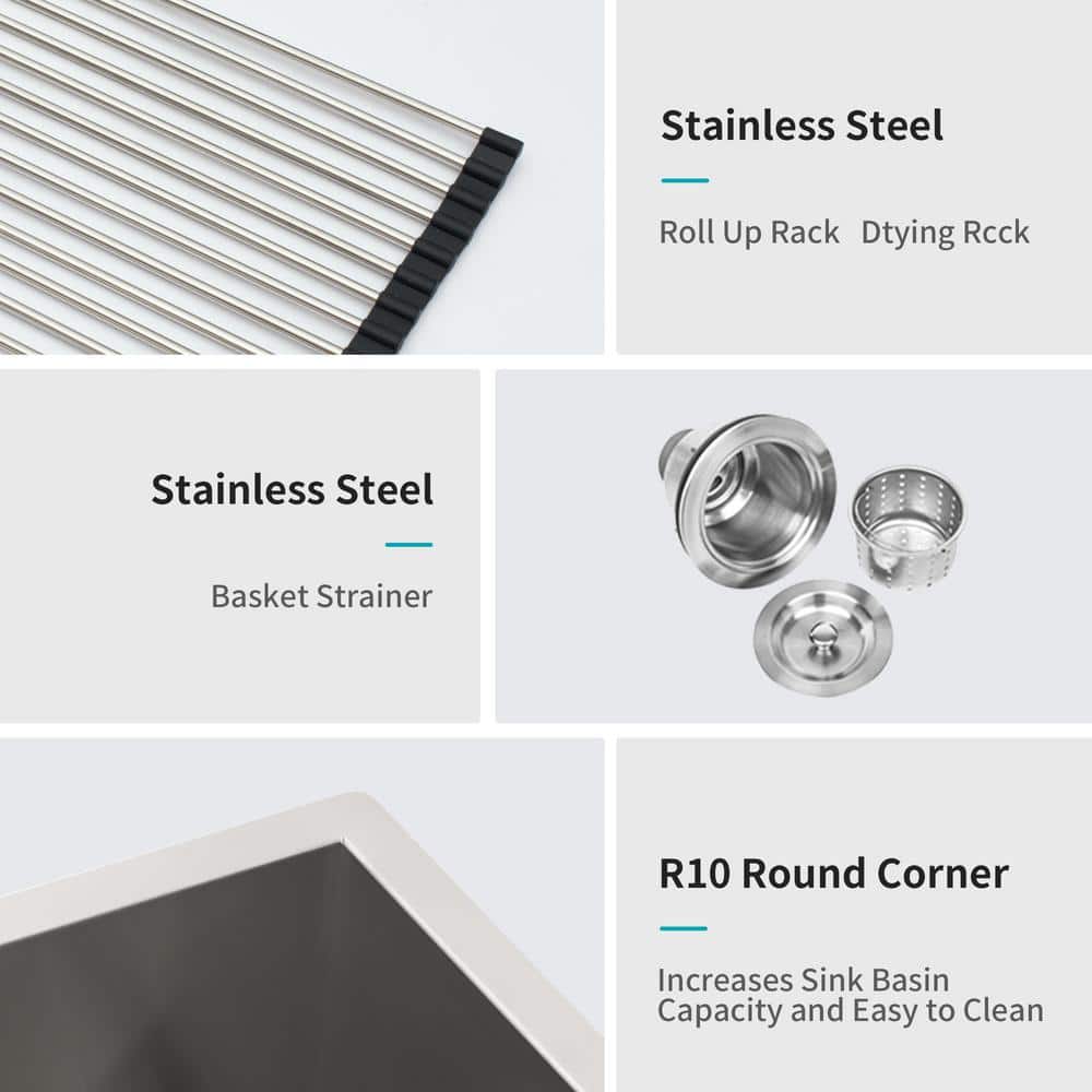 28'' Brushed Nickel Double Bowl Stainless Steel Undermount Kitchen Sink