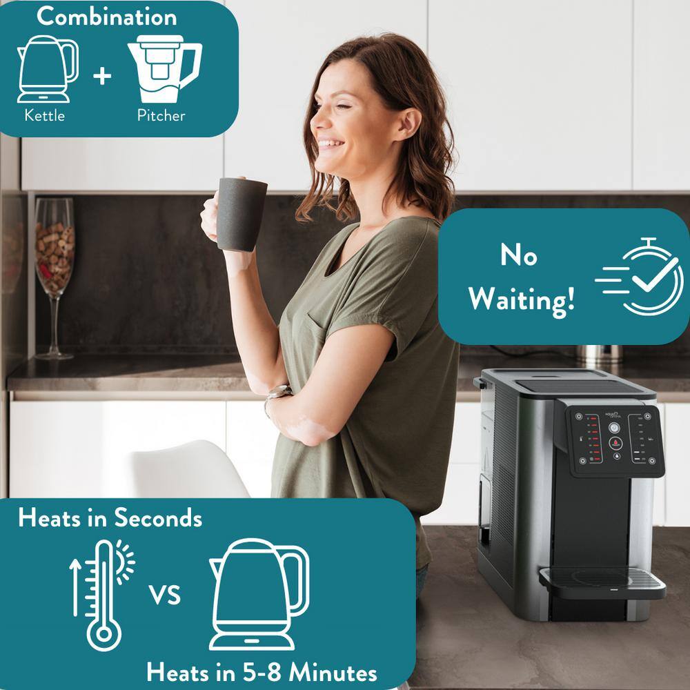 Compact Black and Silver Electric Hot Water Dispenser with Filter