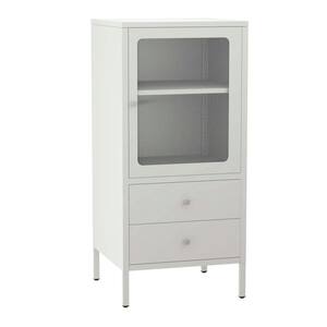 17.72 in. W x 15.75 in. D x 39.96 in. H White Linen Cabinet with 1 Doors  and  2 Drawers