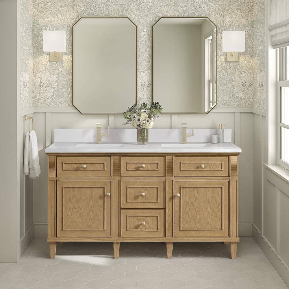 Lorelai 60.0 in. W x 23.5 in. D x 34.06 in. H Double Bathroom Vanity in Light Natural Oak with White Zeus Quartz Top price history on PriceWatchPro
