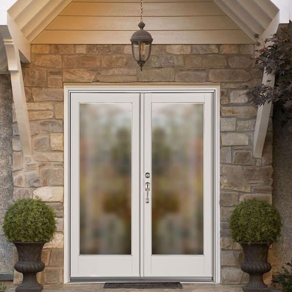 60 in. x 80 in. Fiberglass Smooth White Left-Hand Inswing Hinged Patio Door