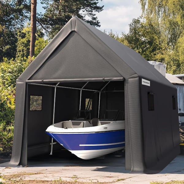 10 ft. x 15 ft. Heavy Duty Carport Anti-Snow Carport, Full-Size Truck, Outdoor Storage Shelter Shed, Car Canopy -Black
