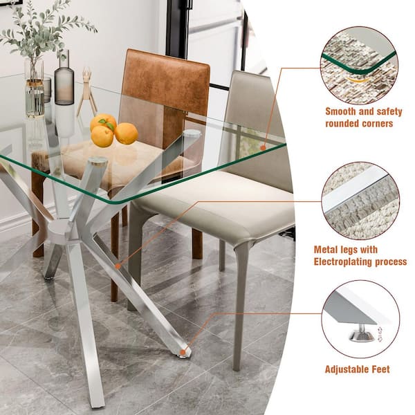Seafuloy Silver Tempered Glass 47.24 in. Adjustable Metal Cross