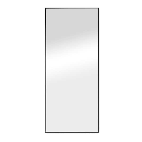 Tenleaf Black 22 in. W x 65 in. H Rectangle Metal Floor Mirror, Full Length Mirror Free-Standing Hanging or Leaning