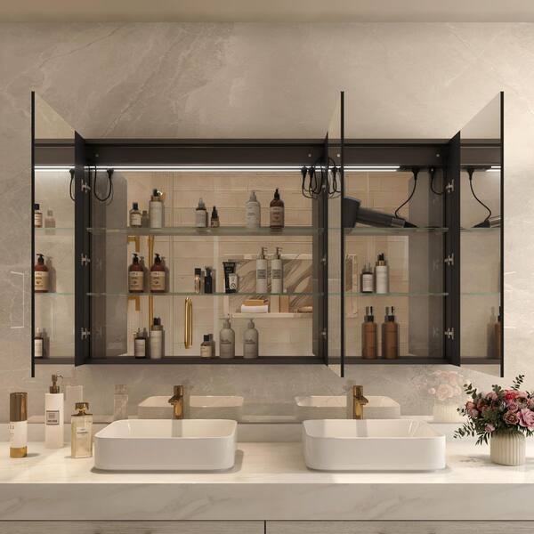 FAMYYT 60 in. W x 36 in. H Large Rectangular Aluminum Dimmable