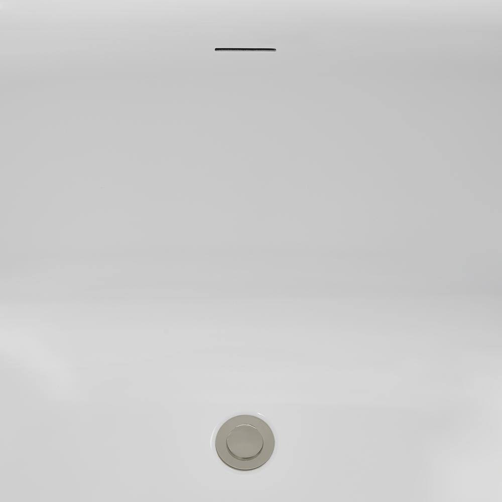 67" White Acrylic Freestanding Soaking Tub with Tray