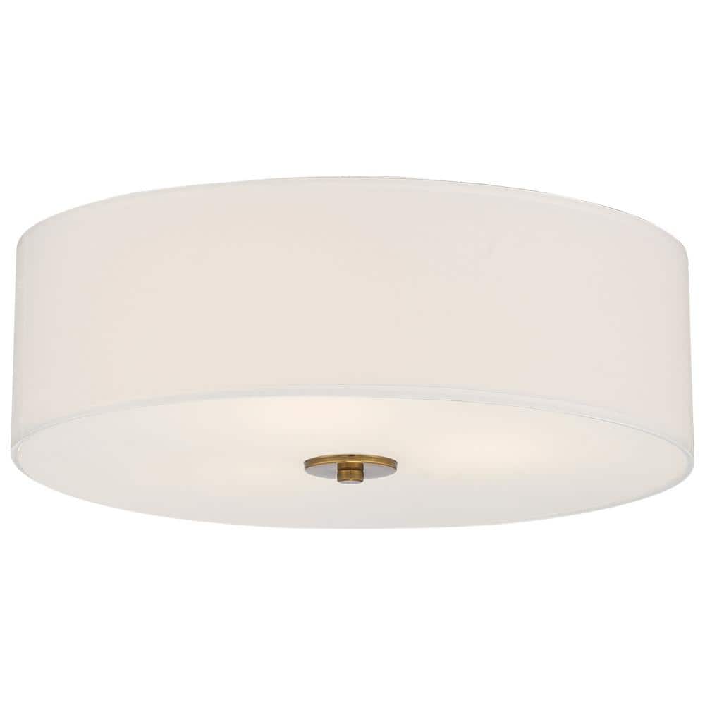 Antique Brushed Brass LED Drum Ceiling Light - Transitional Design