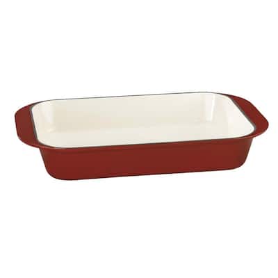 Chef's Classic Enameled Cast Iron 14 in. Roasting/Lasagna Pan in Cardinal Red