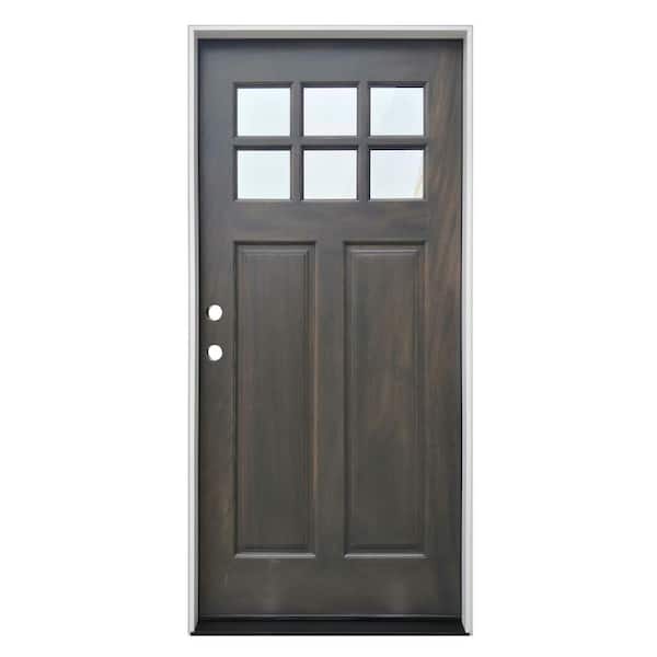 Pacific Entries 36 in. x 80 in. Ash Right-Hand Inswing 6-Lite Clear Mahogany Stained Wood Prehung Entry Door with Jamb - FSC 100%