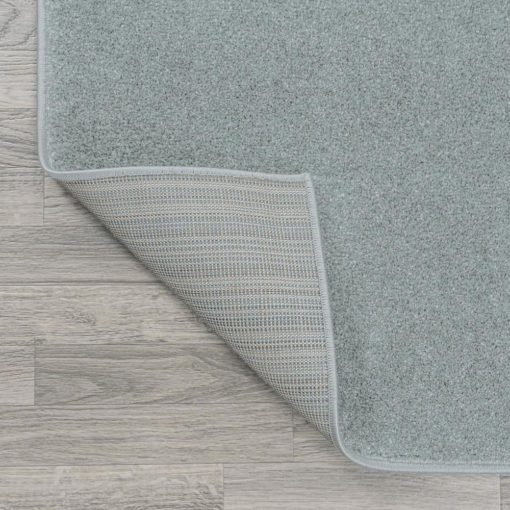 Light Blue Solid Synthetic 9' x 12' Reversible Area Rug