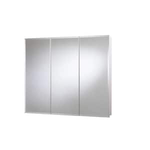 36 in. W x 30 in. H x 5-1/4 in. D Frameless Tri-View Surface-Mount Medicine Cabinet with Easy Hang System in White