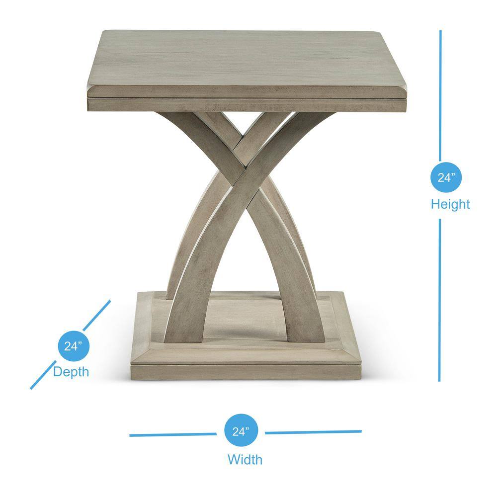 Jocelyn Gray Wood and Silver Metal X-Base End Table