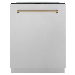 Autograph Edition 24" 3rd Rack Top Touch Control Tall Tub Dishwasher in DuraSnow with Champagne Bronze Handle, 51dBa