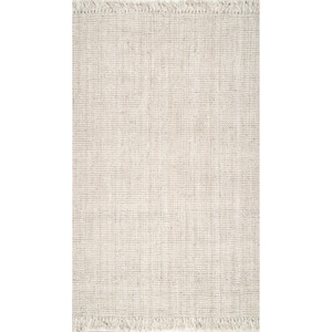 The Indoor Store Hand Knitted Chunky Wool Area Rug, Ivory/off White, Runner  -  Canada