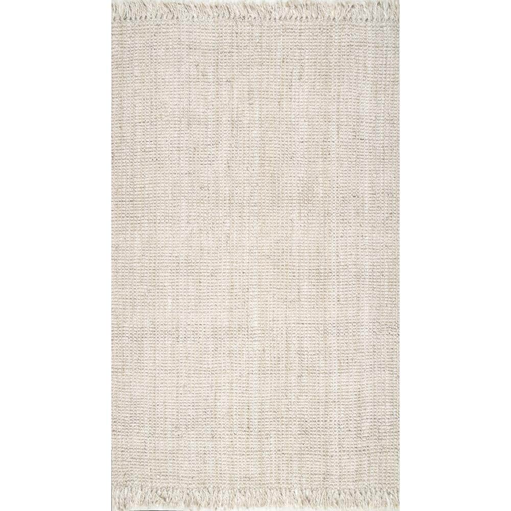Braided Bleach White Handmade Synthetic 4' x 6' Rectangular Rug
