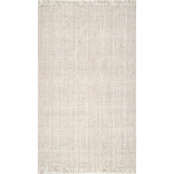 nuLOOM Natura Chunky Loop Jute Off-White 6 ft. Square Rug