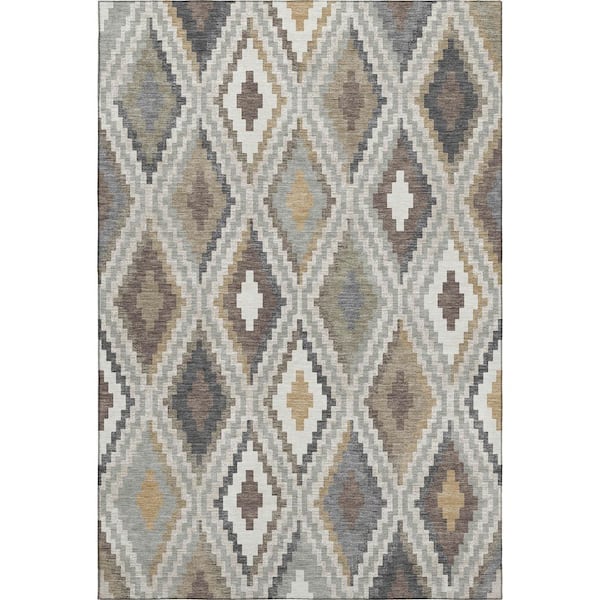 Mayfield Premium Machine Washable Abstract AMF2331 Taupe 10 ft. x 14 ft. Area Rug