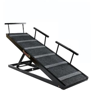 Dog Ramp with Side Rails, 6 Level Adjustable Folding Pet Ramp, 47 in. L Wood Pet Ramp for Lawn Chair