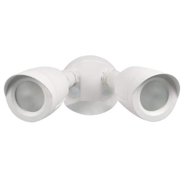 20-Watt Dual Head LED Security Flood Light, 1900 Lumens, IP65 Waterproof, White Finish, 4000K Cool White