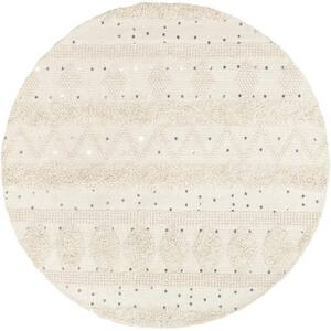 Arvin Olano Chandy Textured Wool Cream Oval 4 ft. x 6 ft. Indoor/Outdoor Patio Oval Rug