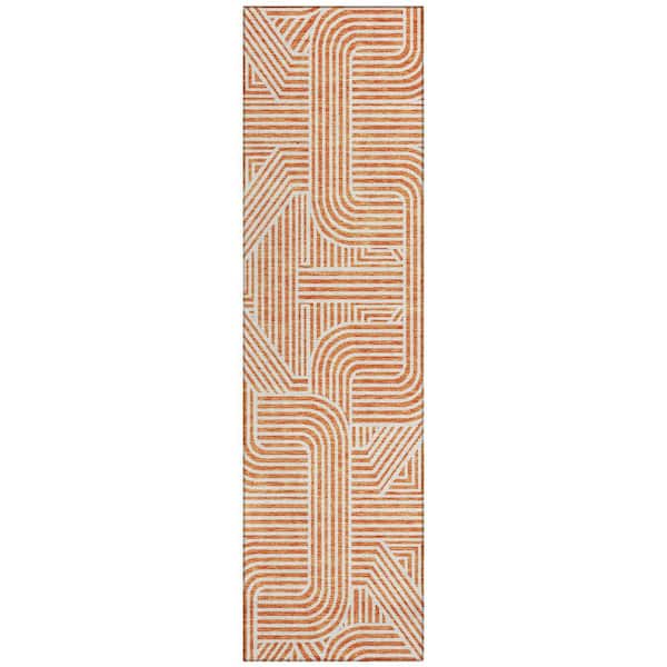 Addison Rugs Chantille Machine Washable Indoor/Outdoor Abstract ACN917 Orange 2 ft. 3 in. x 7 ft. 6 in. Area Rug