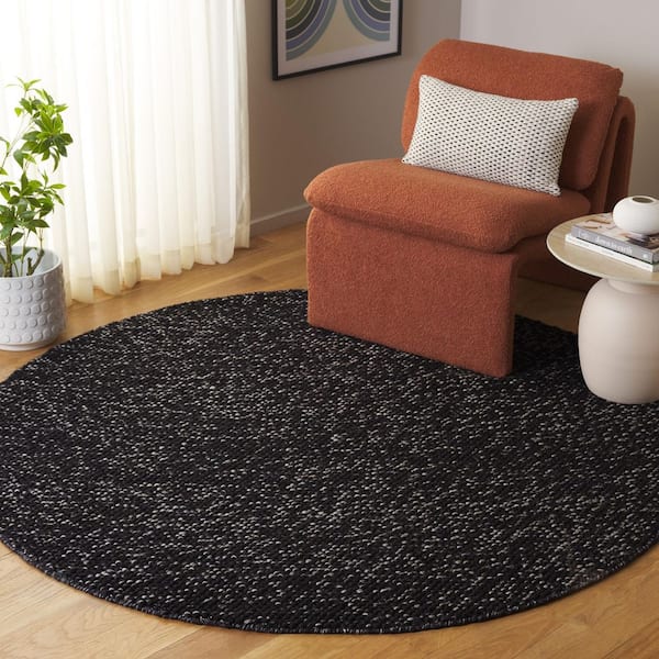 Natura 6 ft. x 6 ft. Black/Gray Textured Solid Round Area Rug