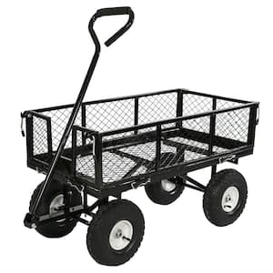 Black Steel Utility Cart with Removable Folding Sides