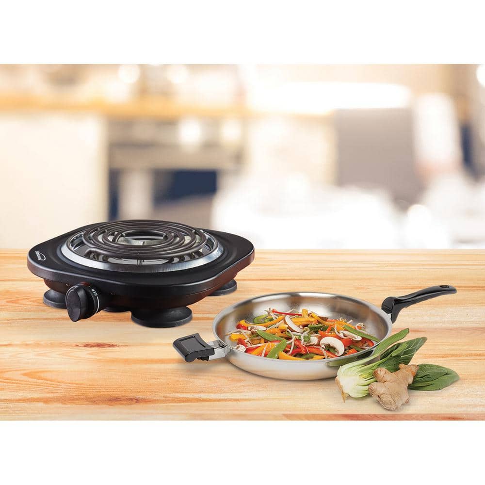 Compact Black Stainless Steel Single Electric Burner