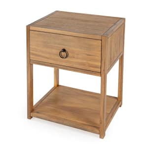 Lark 21 in. W Light Brown Rectangular Wood 1 Drawer End Table/Nightstand