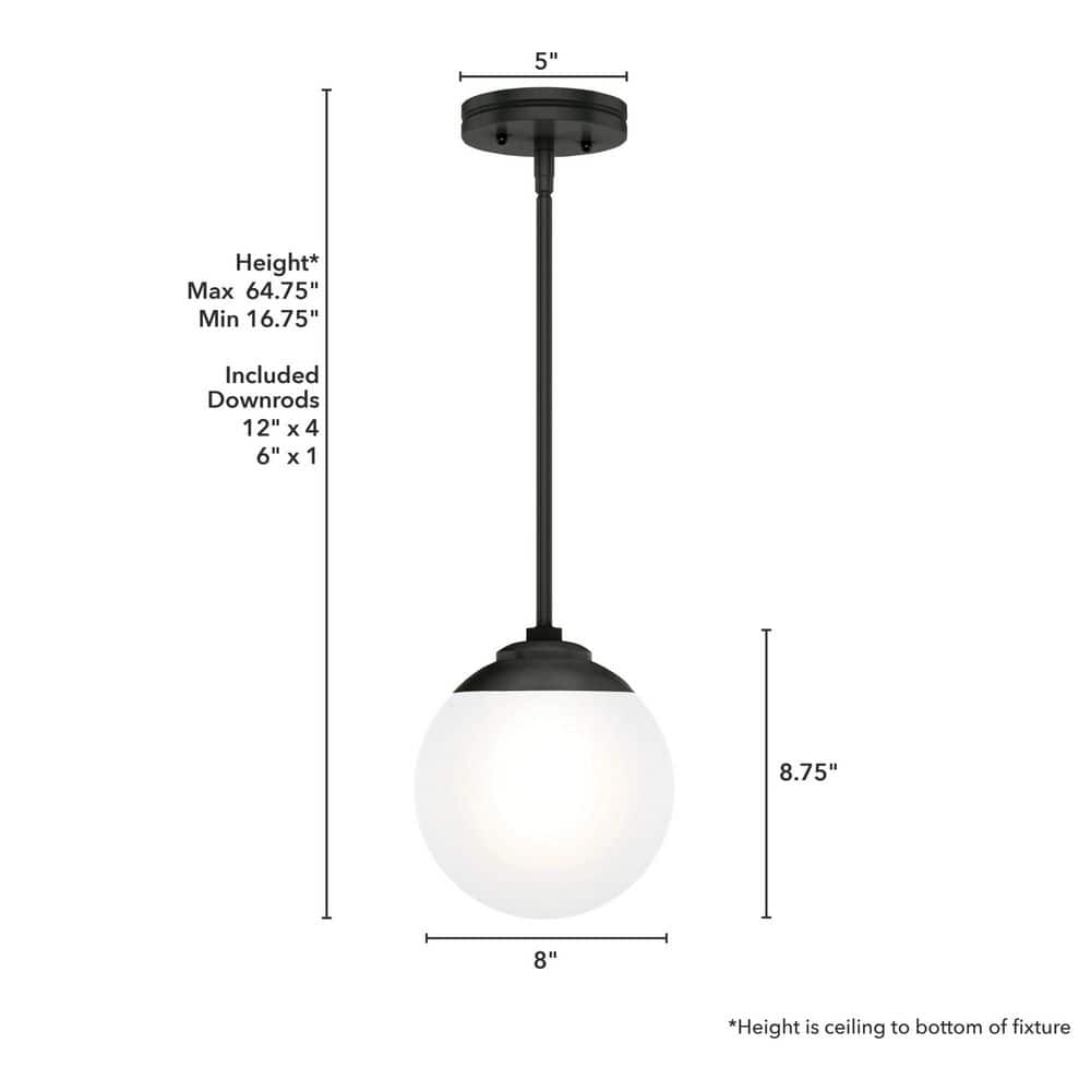 Matte Black and White Glass Globe Mini Pendant Light